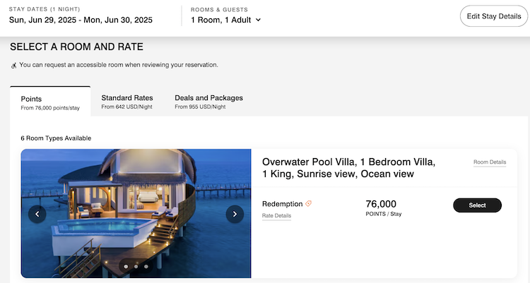 jw marriott maldives award search